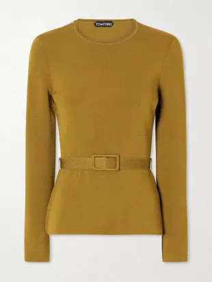 Belted Crepe Blouse