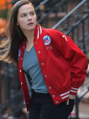 Cailee Spaeny Deep Cuts Red Bomber Jacket