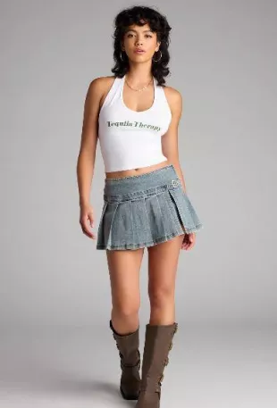 Off Duty Cool Denim Mini Skort