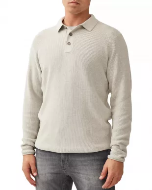 Eastern Bush Long Sleeve Cotton Rib Polo Sweater