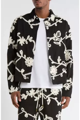 Floral Ribbon Cotton Blend Jacket