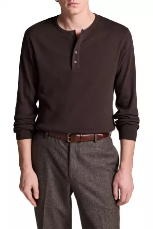 Ribbed Long Sleeve Henley