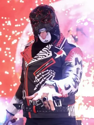 SmackDown 2026 Penta Studed Leather Bikers Jacket