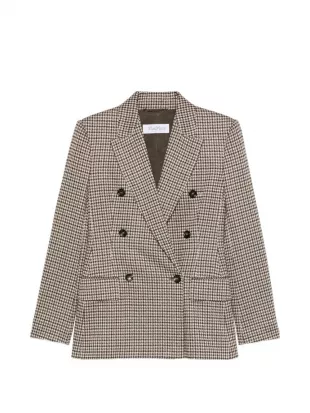 Houndstooth Double-breasted Blazer