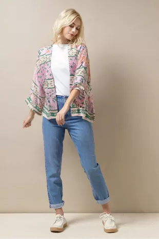 Folk Flowers Pink Kimono