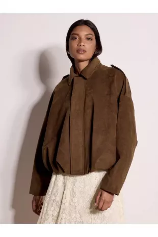 ApricotSuedette Bubble Hem Jacket