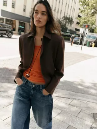 Brown Double Breasted Blazer