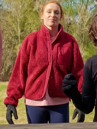 Hannah Fry The Celebrity Traitors S02 Red Teddy Jacket