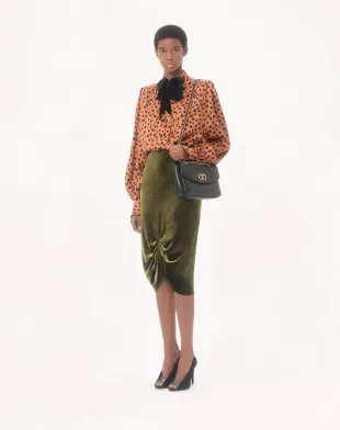 Crepe Satin Shirt With Plus De Pois Dalmata Print