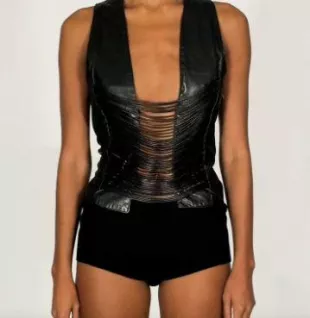 1992 Leather Fringe Corset Top