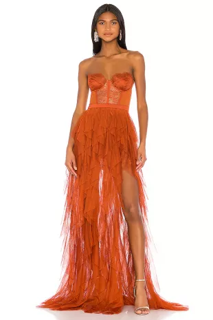 Bustier Dress in Rust