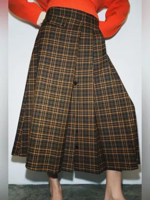 Plaid Midi Skirt