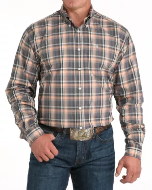 Plaid Print Long Sleeve Button-Down Western Shirt