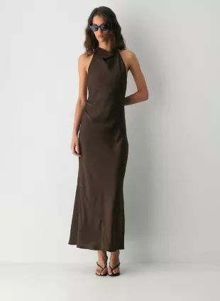 Audience Satin Full Halter Dress