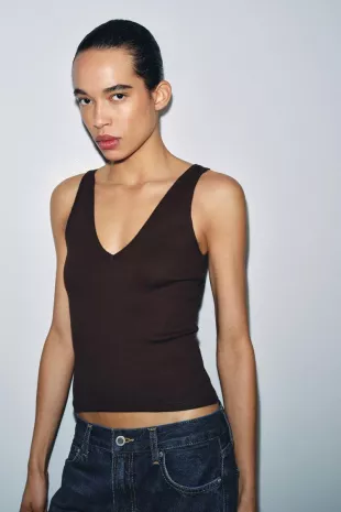 Rib V-Neck Top