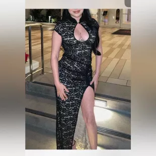 Black Lace High-Low Cheongsam Bodycon Dress