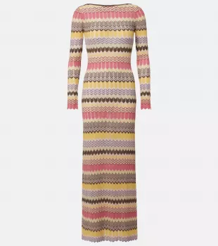 Pedro Chevron Lamé Maxi Dress