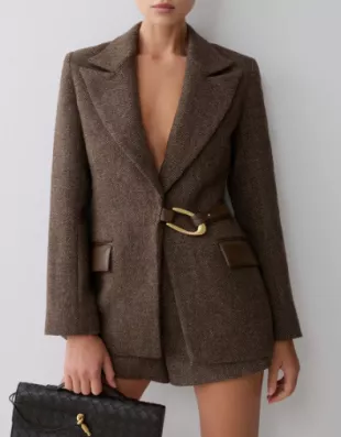 Romy Structured Blazer With Hardware in Herringbone