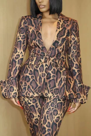 Dreya Leopard Print Blazer Jacket