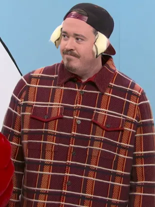 SNL S52 Shane Gillis Red Plaid Flannel Shirt
