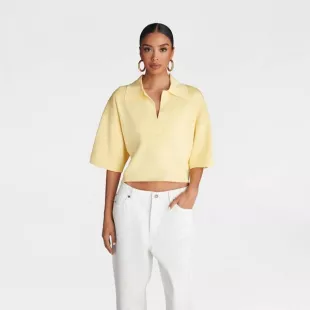 Women's Short Sleeve Boxy The Cropped Polo Sweater