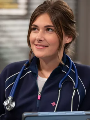 Scrubs S11 Ava Bunn Blue Half-Zip Contrast Piping Jacket