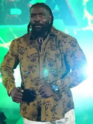 Oba Femi Monday Night RAW 2026 Floral Print Brown Shirt