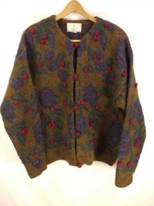 Brown Blue Green Red Cardigan Sweater