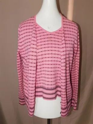 Pink Black White Dot Dash Stripe