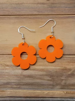 Orange Flower Earrings