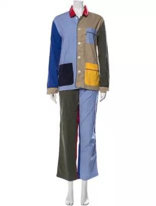 Colorblock Pattern Pant Set