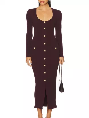 The Bold and the Beautiful Brooke Logan Burgundy Button Front Dress