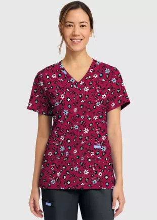Wild Ditsy Print V-Neck Top