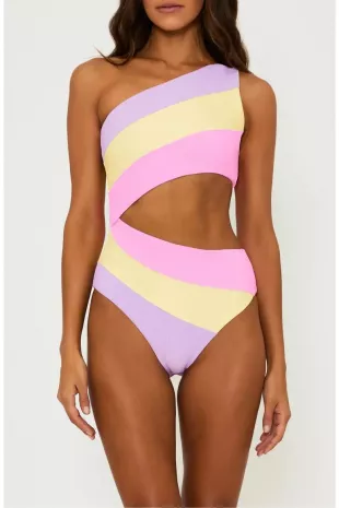 Joyce Stripe Cutout One-Piece Swimsuit