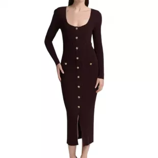 The Bold and the Beautiful Brooke Logan Burgundy Button Front Dress