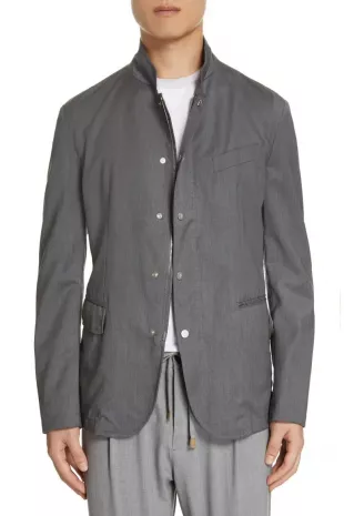 Slim Fit Full Zip Snap Jacket