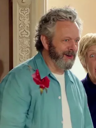 The Celebrity Traitors S02 Michael Sheen Blue Floral Shirt