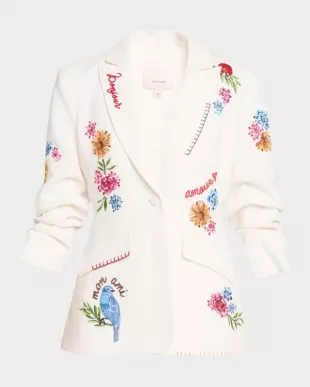 Elsbeth S04 Carrie Preston Scrunched Embroidered Blazer