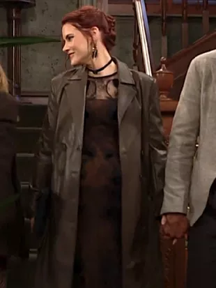 Y&R 2026 Courtney Hope Brown Leather Trench Coat