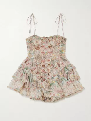 Ruffled lace-up Mini Dress