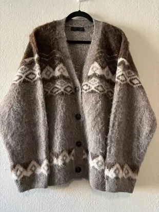 Brushed Effect Jacquard Cardigan