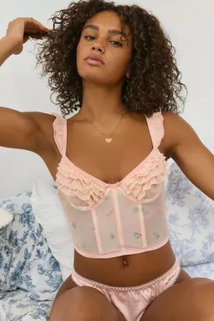 Florence Ruffle Mesh Corset Top