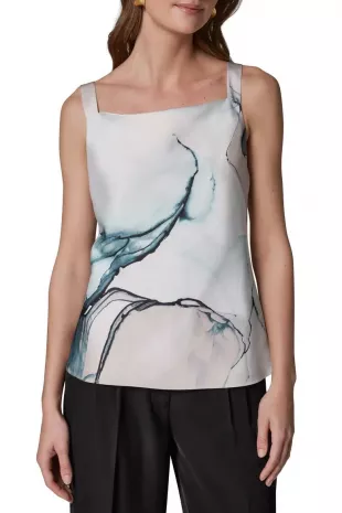 Cowl Neck Satin Tank Top