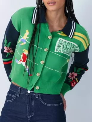 The Celebrity Traitors S02 Sharon Rooney Football Cardigan