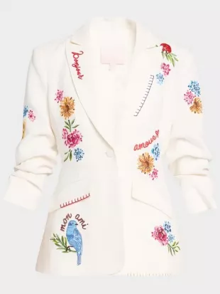 Carrie Preston Elsbeth S04 Scrunched Embroidered Blazer