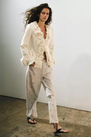 Linen Blend Fringed Jacket