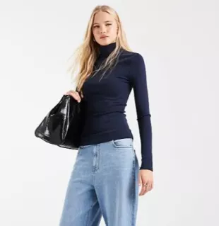 Funnel Neck Long Sleeve Top