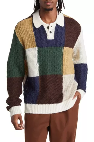 Oliver Patchwork Polo Sweater