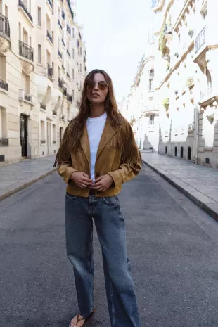 Faux Suede Fringe Jacket