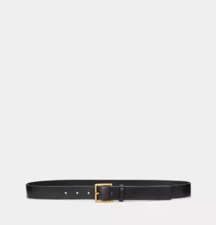 Square-Buckle Wide Leather Belt